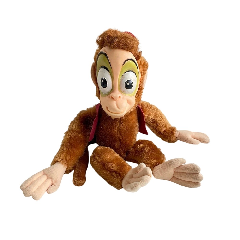 Vintage Disney Abu from Aladdin Movie Plush 16" Hard Face‎ Brown Monkey